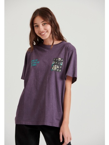 relaxed fit garment dyed t-shirt με τύπωμα στην πλάτη