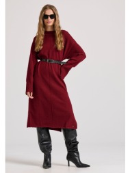 relaxed fit μίντι πλεκτό φόρεμα με πλαϊνά σκισίματα