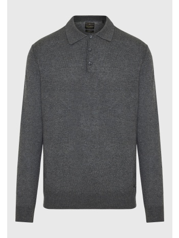 ανδρική cashmere blend πλεκτή polo μπλούζα
