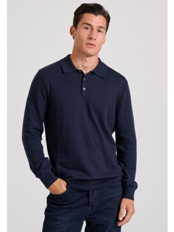 ανδρική cashmere blend πλεκτή polo μπλούζα
