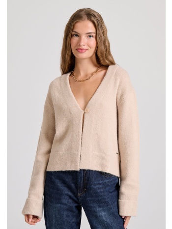 wool blend πλεκτή ζακέτα με διακοσμητικό κουμπί