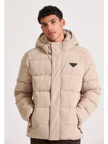 ανδρικό puffer μπουφάν με αποσπώμενη κουκούλα