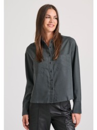 loose fit lyocell garment dyed cropped πουκάμισο