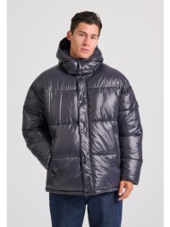 oversized puffer μπουφάν με αποσπώμενη κουκούλα