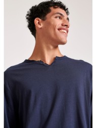 relaxed fit t-shirt με λαιμό henley