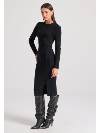 midi κρουαζέ φόρεμα με κλείσιμο με κουμπιά