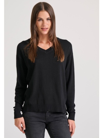 v-neck πλεκτή μπλούζα με βισκόζη