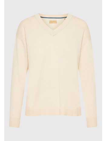 v-neck πλεκτή μπλούζα με βισκόζη