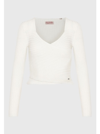 κρουαζέ cropped πλεκτή μπλούζα