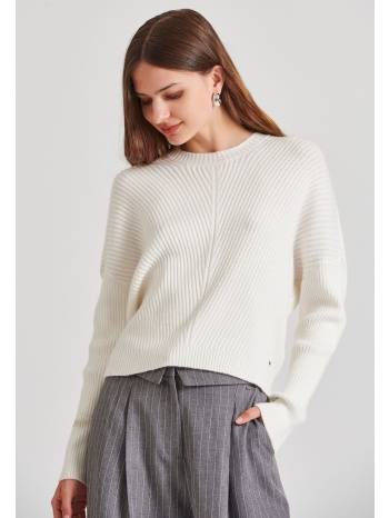 cropped πλεκτή μπλούζα με βισκόζη