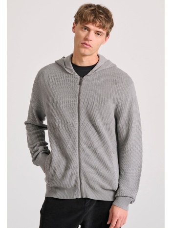 relaxed fit ζακέτα με ανάγλυφη υφή και κουκούλα