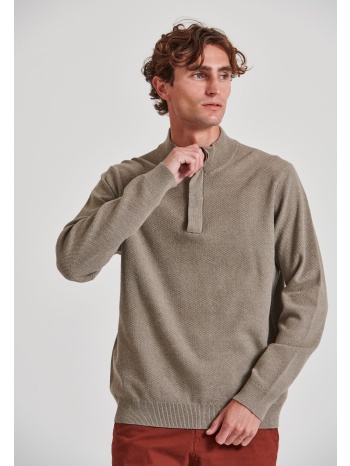 half-zip πλεκτή μπλούζα με πατιλέτα