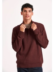 half-zip πλεκτή μπλούζα με πατιλέτα