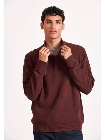 half-zip πλεκτή μπλούζα με πατιλέτα