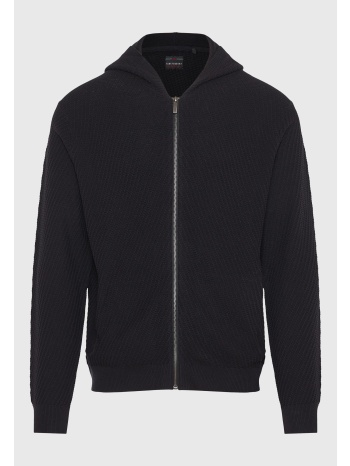 relaxed fit ζακέτα με ανάγλυφη υφή και κουκούλα