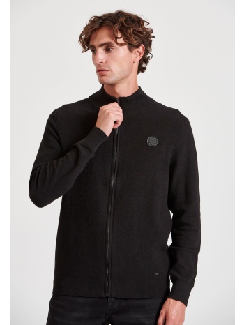 ανδρική πλεκτή ζακέτα με rubber label