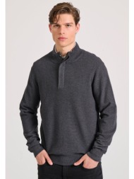 half-zip πλεκτή μπλούζα με ανάγλυφη υφή garage 55