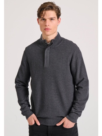 half-zip πλεκτή μπλούζα με ανάγλυφη υφή garage 55