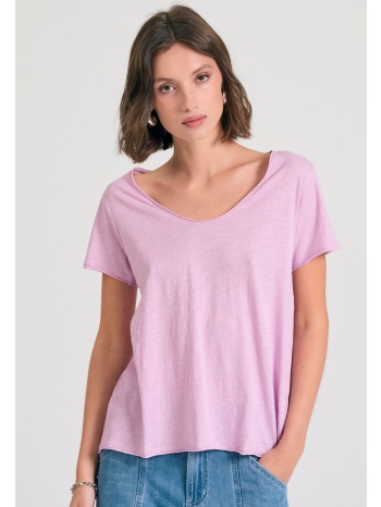 γυναικείο v-neck t-shirt με raw edges - the essentials