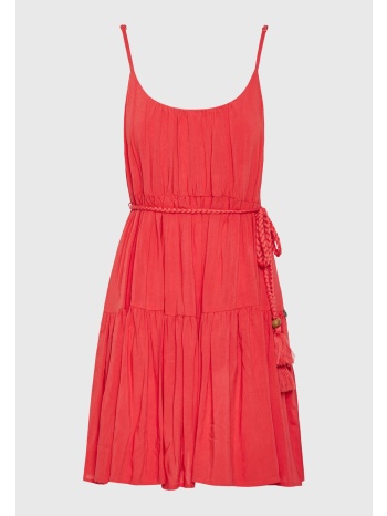 μίνι φόρεμα με βολάν από βισκόζη