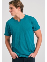 t-shirt με λαιμό henley και raw cuts - the essentials