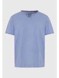 t-shirt με λαιμό henley και raw cuts - the essentials