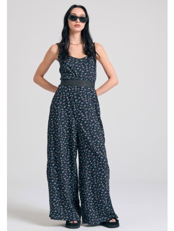 φλοράλ ολόσωμη φόρμα από τεχνητό μετάξι