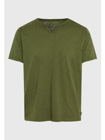 t-shirt με λαιμό henley και raw cuts - the essentials