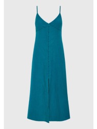linen blend μίντι φόρεμα με ανοιχτή πλάτη