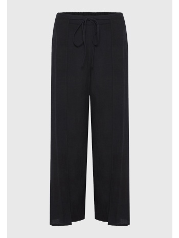 linen blend wide leg παντελόνα με ελαστική μέση