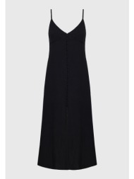 linen blend μίντι φόρεμα με ανοιχτή πλάτη