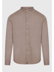 garment dyed λινό πουκάμισο με λαιμό mao