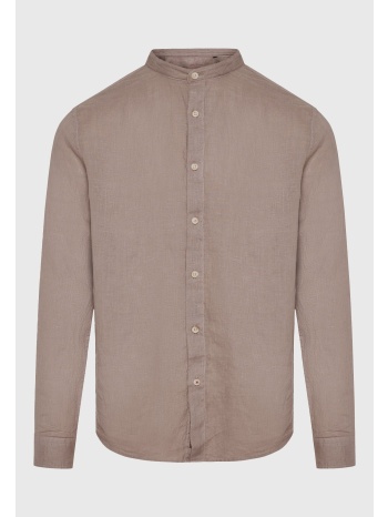 garment dyed λινό πουκάμισο με λαιμό mao
