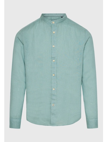 garment dyed λινό πουκάμισο με λαιμό mao