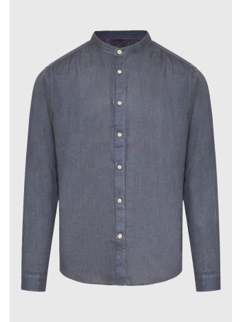 garment dyed λινό πουκάμισο με λαιμό mao