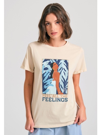 organic cotton γυναικείο t-shirt με τύπωμα σε boho look