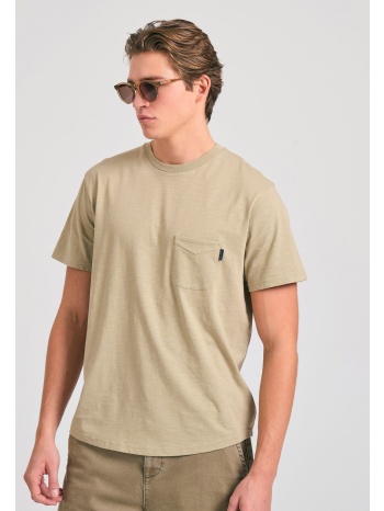 βαμβακερό t-shirt με τσέπη στο στήθος