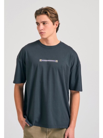 oversized garment dyed t-shirt με retro frame τύπωμα