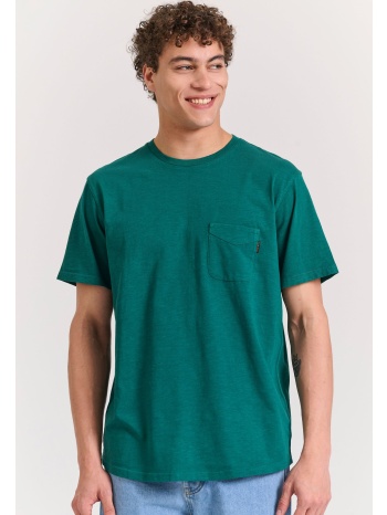 βαμβακερό t-shirt με τσέπη στο στήθος