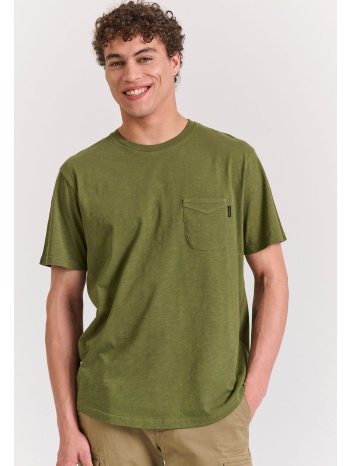 βαμβακερό t-shirt με τσέπη στο στήθος
