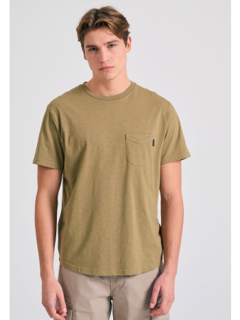 βαμβακερό t-shirt με τσέπη στο στήθος
