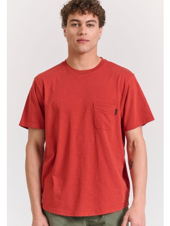 βαμβακερό t-shirt με τσέπη στο στήθος