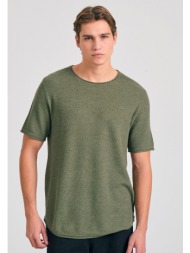 πλεκτή κοντομάνικη μπλούζα με basket weaving