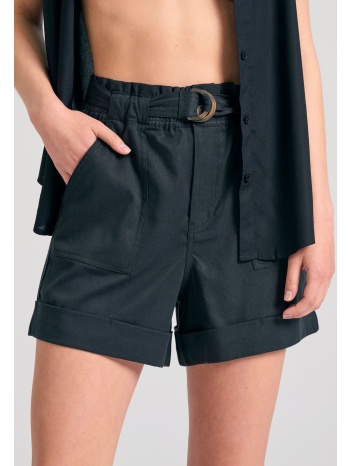 loose fit lyocell blend σορτς με ζώνη και βολάν