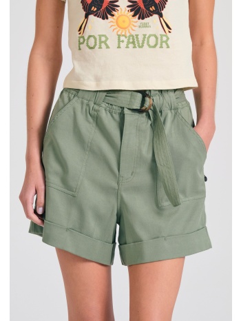 loose fit lyocell blend σορτς με ζώνη και βολάν