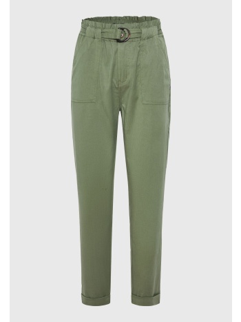 lyocell blend παντελόνι με ζώνη στη μέση