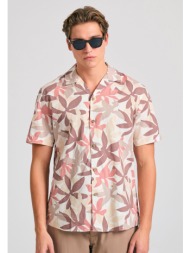 relaxed fit linen blend φλοράλ πουκάμισο