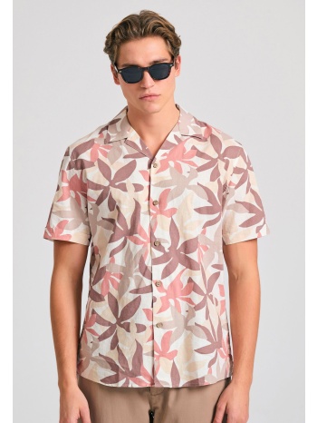 relaxed fit linen blend φλοράλ πουκάμισο