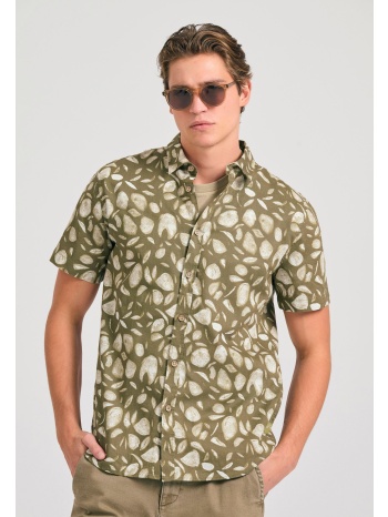 linen blend πουκάμισο με all over τύπωμα