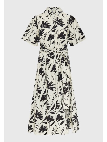 μίντι εμπριμέ σεμιζιέ φόρεμα με βολάν